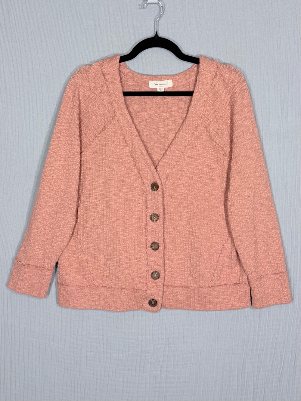 Two by Vince Camuto Pink Textured Button Front Cardigan XL